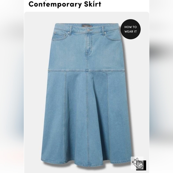 Torrid Maxi Denim Flowy Contemporary jean Skirt Size 18 or 20 - Picture 5 of 11